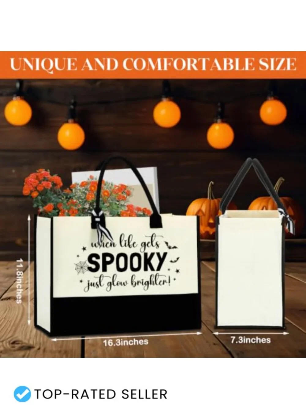 Canvas Tote Bag - Reusable, Water Resistant, Large Capacity